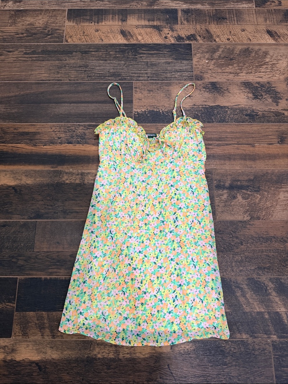 wild fable Pastel Floral Mini Dress in Yellow, Green, Pink